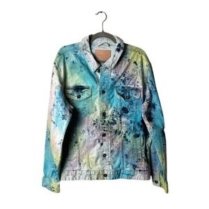 Mens L Smoke Rise DNM Co Tie Dye Denim Trucker Street Jacket 90s Style